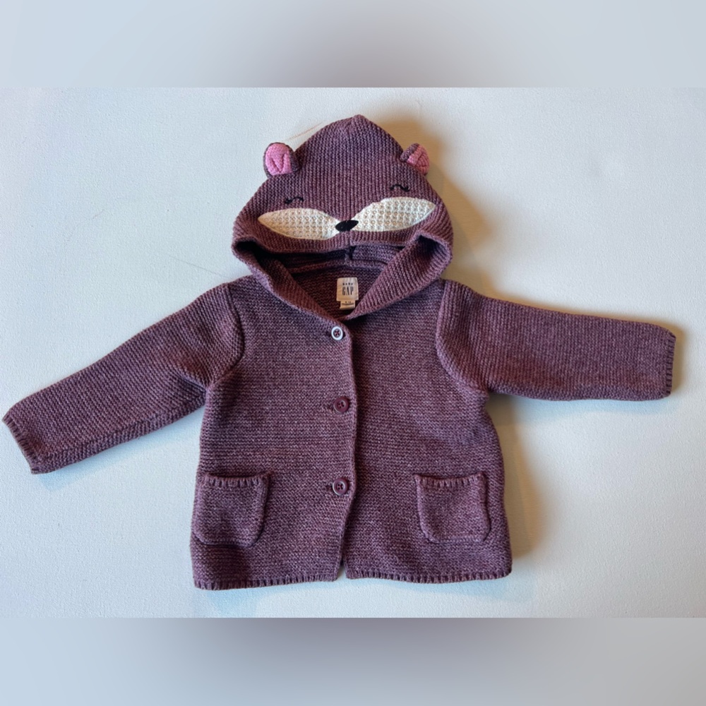 GAP Purple Knit Sweater with Animal Hood